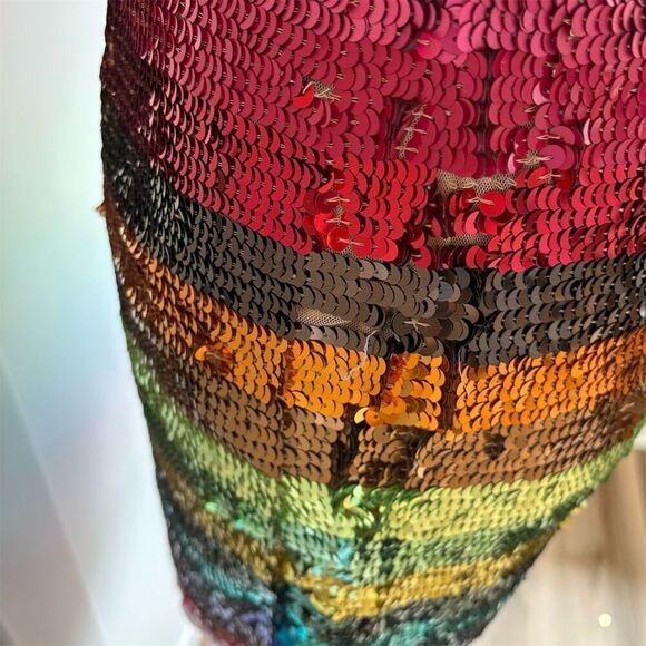 Mac Duggal Women's Size 6 Rainbow Sequin Cocktail Dress Long Sleeve - Picture 6 of 10